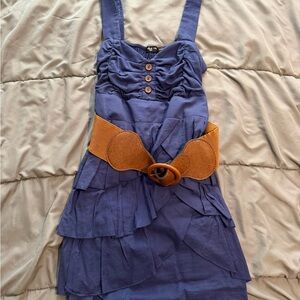 Ruby Rox Navy Skirt with Brown Button